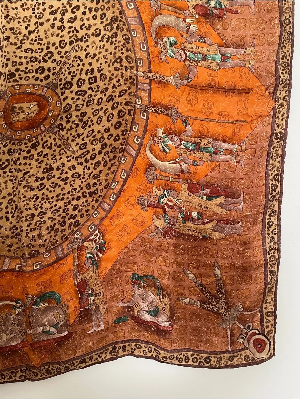 Pineda Covalin leopard designer square silk scarf Egyptian patterned Mayan tribe